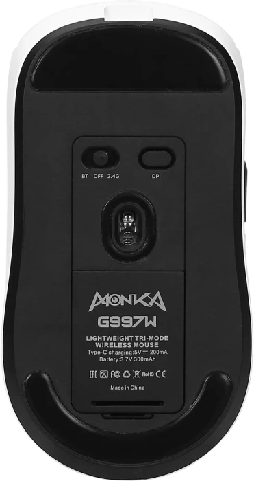 Marvo Monka Prime G997W Lightweight Tri-Mode Wireless Mouse weiß, USB/Bluetooth