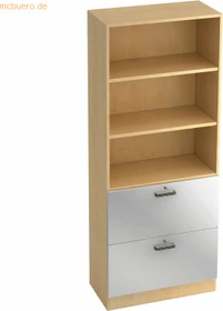 Hammerbacher HR-Schrank 5OH V7300, Streifengriff, ahorn/silber, Aufbewahrungskombination