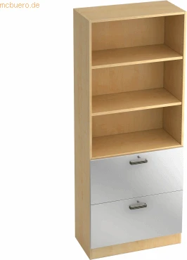 Hammerbacher HR-Schrank 5OH V7300, Streifengriff, ahorn/silber, Aufbewahrungskombination