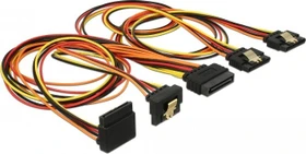 DeLOCK 15-Pin SATA Strom Stecker auf 4x 15-Pin SATA Strom Buchse, Adapterkabel, 2x gewinkelt, 50cm (60149)