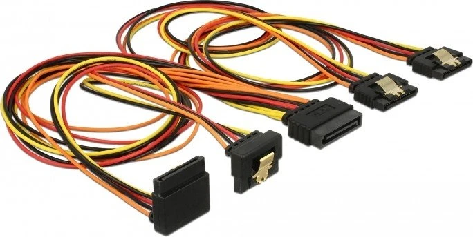 DeLOCK 15-Pin SATA Strom Stecker auf 4x 15-Pin SATA Strom Buchse, Adapterkabel, 2x gewinkelt, 50cm
