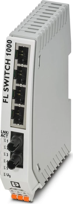 Phoenix Contact FL 1000 Industrial Railmount Switch 1004N-FX ST, 4x RJ-45, 1x ST-Duplex