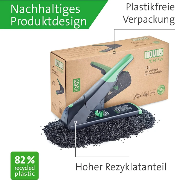 Novus B 56 re+new nachhaltiges Blockheftgerät, schwarz/grün