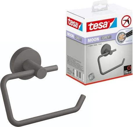 tesa Moon Grey Toilettenpapierhalter ohne Deckel inkl. Klebelösung grau
