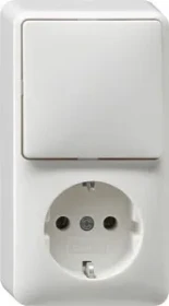 Gira Kombination Wippschalter/SCHUKO-Steckdose 16A 250V senkrecht, reinweiß