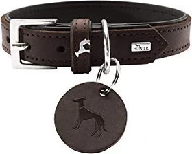 Hunter Larvik Hundehalsband, Leder, schlicht, elegant, komfortabel, 55 M, schwarz