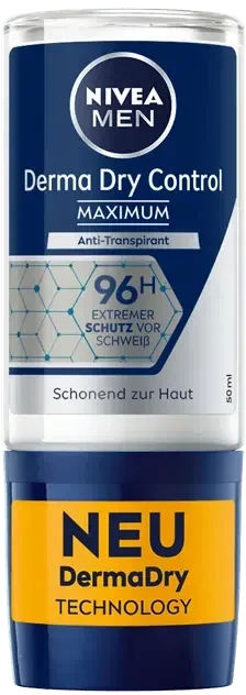 Nivea MEN Anti-Transpirant Derma Dry Control Maximum Deodorant Roll-On, 50ml