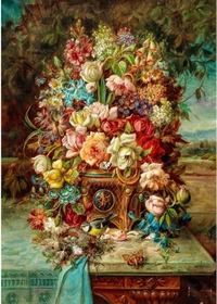 ENJOY Puzzle Hans Zatzka: Flowers Still Life with Blue Tit