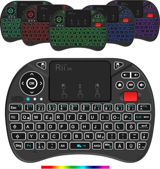 Riitek Rii X8 Mini Keyboard, schwarz, USB, DE