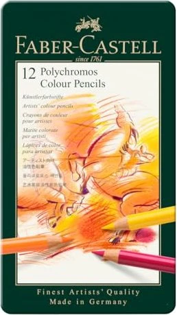 Faber-Castell Polychromos Buntstift sortiert, Metalletui, 12er-Set