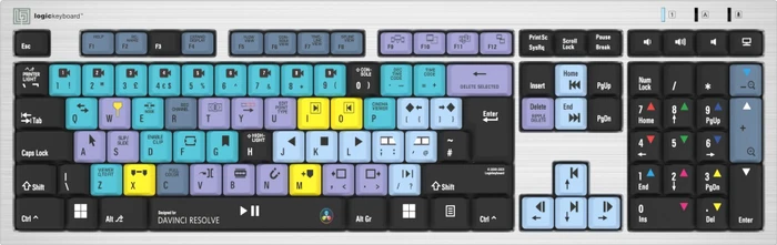 LogicKeyboard DaVinci Resolve PC Silver Slim Line, USB, UK