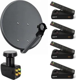 PremiumX Satelliten-Komplettanlage 60cm anthrazit 4 Teilnehmer