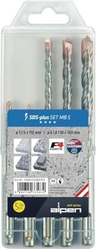 Alpen F4 forte MB5 SDS-plus Hammerbohrer-Sortiment, 5-tlg.