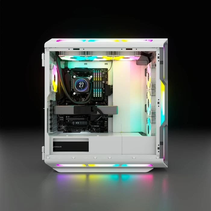 Corsair iCue 5000T RGB TG, weiß, Glasfenster