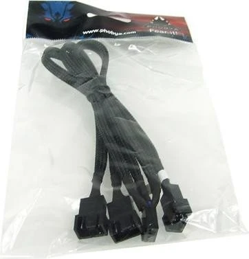 Phobya 4-Pin auf 3x 4-Pin Verteiler, sleeved, 30cm, schwarz