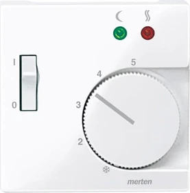 Merten System M Zentralplatte für Fußbodentemperaturregler-Einsatz mit Schalter, aktivweiß glänzend