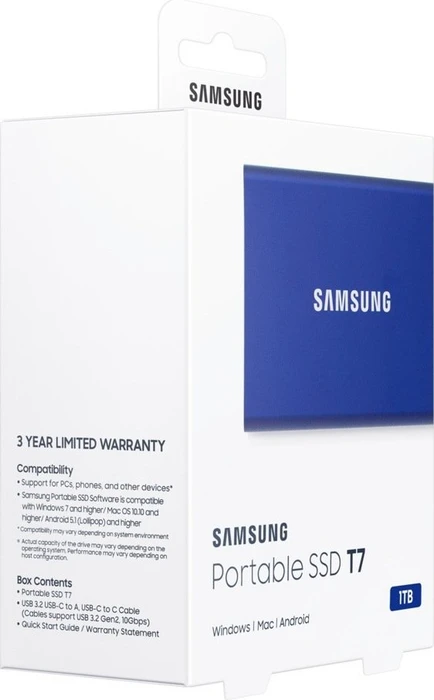 Samsung Portable SSD T7, blau, 1TB, USB-C 3.1
