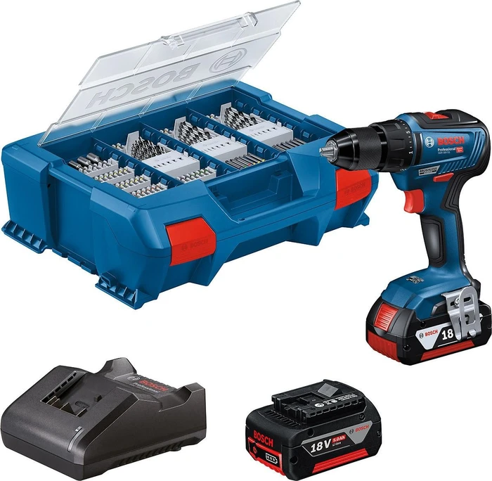 Bosch Professional GSR 18V-55 Akku-Bohrschrauber inkl. L-Boxx + 2 Akkus 5.0Ah + Zubehör