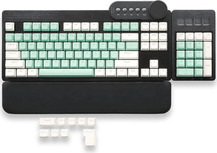 Mountain Mineral Keycap Set, Kunststoff (PBT) Double-Shot, weiß/türkis, 113 Tasten (104+9), ANSI-US