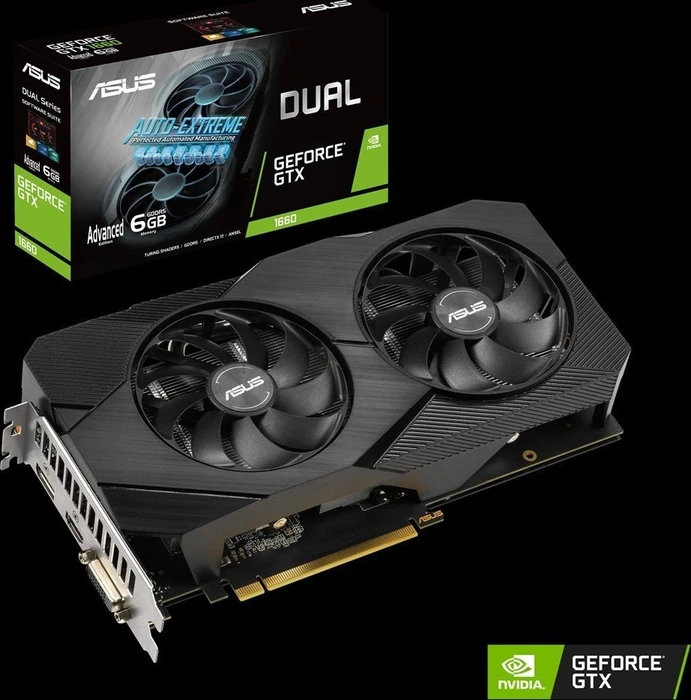 ASUS Dual GeForce GTX 1660 Advanced EVO, DUAL-GTX1660-A6G-EVO, 6GB GDDR5, DVI, HDMI, DP