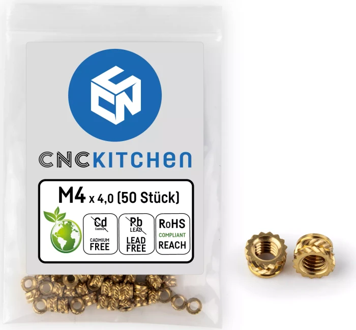 CNC Kitchen Gewindeinsatz M4 kurz, 50er-Pack