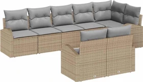 vidaXL Polyrattan Gartensofa Lounge-Set beige/grau, 8-tlg.