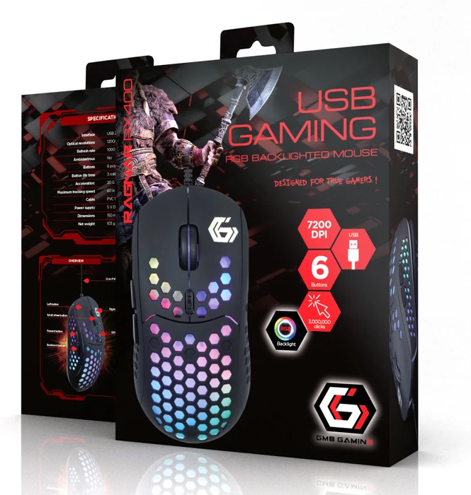 Gembird Ragnar RX400 RGB Gaming Mouse schwarz, USB