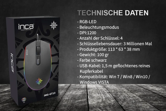 Inca IMG-GT13 RGB Gaming Mouse, USB