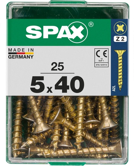 Spax YELLOX A2L 4CUT PZ2 Universalschraube, 5x40mm, 25 Stück
