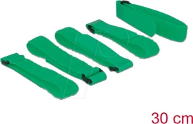 DeLOCK Klett-Kabelbinder mit Schlaufe, 20mm, 300mm, grün, 5 Stück