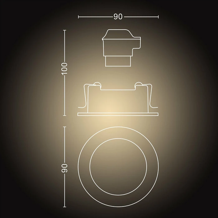 Philips Hue White Ambiance Milliskin Einbauleuchte Erweiterung rund alu schwarz