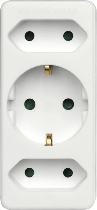 Hama Adapterstecker, 1x Euro, 2x Schuko, 3-fach, weiß