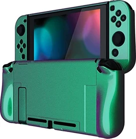 PlayVital Dockable Hartschalen-Schutzhülle Cover glänzendes chamäleon grün lila (Switch)