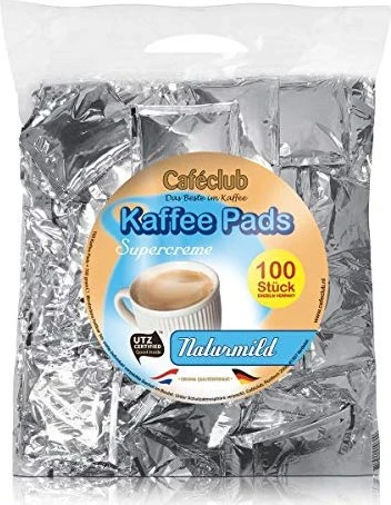 Caféclub Supercreme Megabeutel Naturmild Kaffeepads, 100 Stück