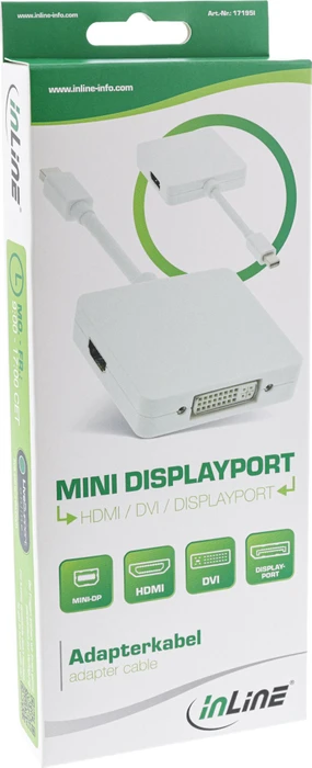 InLine Mini Displayport [Stecker] auf HDMI/DVI [Buchse] Adapter weiß