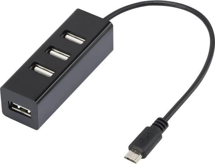 Renkforce USB-Hub, 4x USB-A 2.0, USB 2.0 Micro-B/USB 2.0 Mini-B [Stecker]