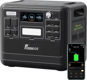 Fossibot F2400 Solargenerator schwarz + 1x Solarpanel 200W, 2048Wh