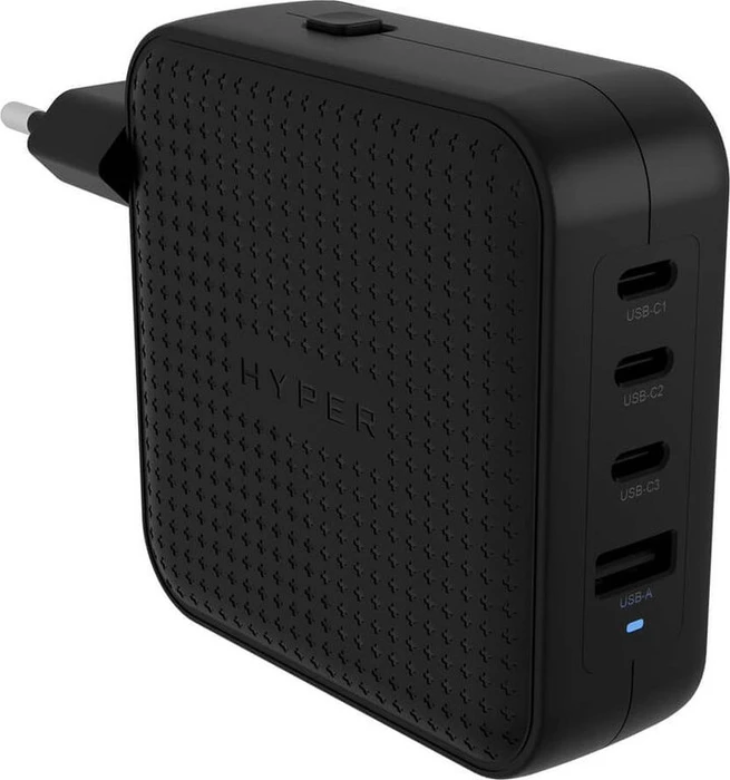 Hyper HyperJuice GaN Reise-Ladegerät, 3x USB-C + 1x USB-A, 100W, schwarz