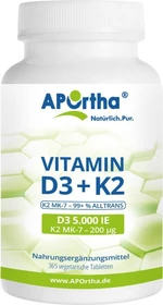 APOrtha Vitamin D3 5000 IE + Vitamin K2 200 µg Tabletten, 365 Stück