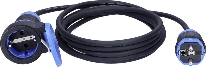 as-Schwabe Gummi Verlängerungskabel IP54 mit DuroConn Steckverbindung H07RN-F 3G1.5, schwarz/blau, 10m