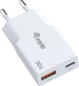 Equip 2-Port 30W GaN Slim USB PD-Ladegerät USB-C x1 USB-A x1 weiß