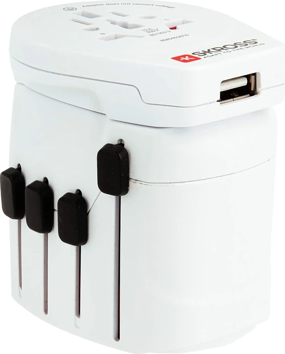 Skross World Travel Adapter Pro World & USB, 1x USB-A