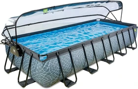 Exit Toys Stone Frame Pool mit Sandfilterpumpe, Abdeckung und Wärmepumpe rechteckig 540x250x100cm