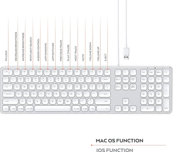 Satechi Aluminium Wired Keyboard, silber, USB, US