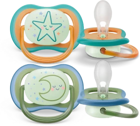 Philips Avent SCF376/23 Ultra Air Nighttime Beruhigungsschnuller, 6-18M, Silikon, mond/sterne, 2 Stück