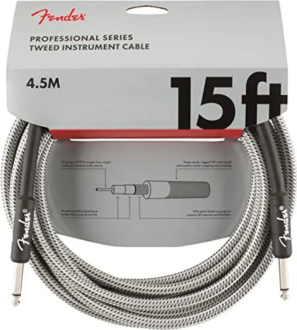 Fender Professional Series Instrument Cable White Tweed 4.5m