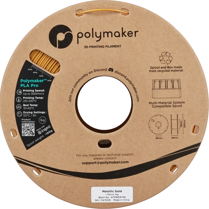Polymaker PLA, Metallic Gold, Spule, 1.75mm, 1.00kg
