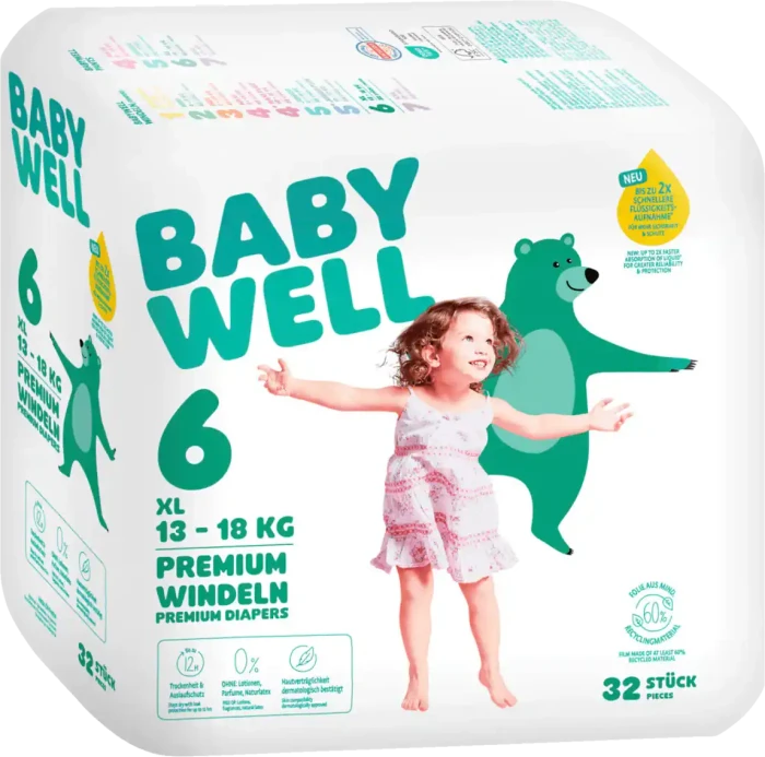 Babywell Premium Gr.6 Einwegwindel, 16-30kg, 32 Stück