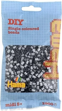 Hama midi Beutel mit Perlen 1000 Stück silber