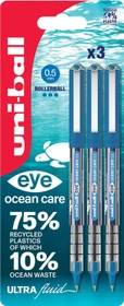 Uni-Ball Eye Ocean Care 0.5 Tintenroller (Mine) blau, 3er-Pack, Blister